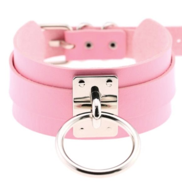 New in bag - Vegan Leather Heavy Duty Collar in BABY PINK. - Picture 1 of 4